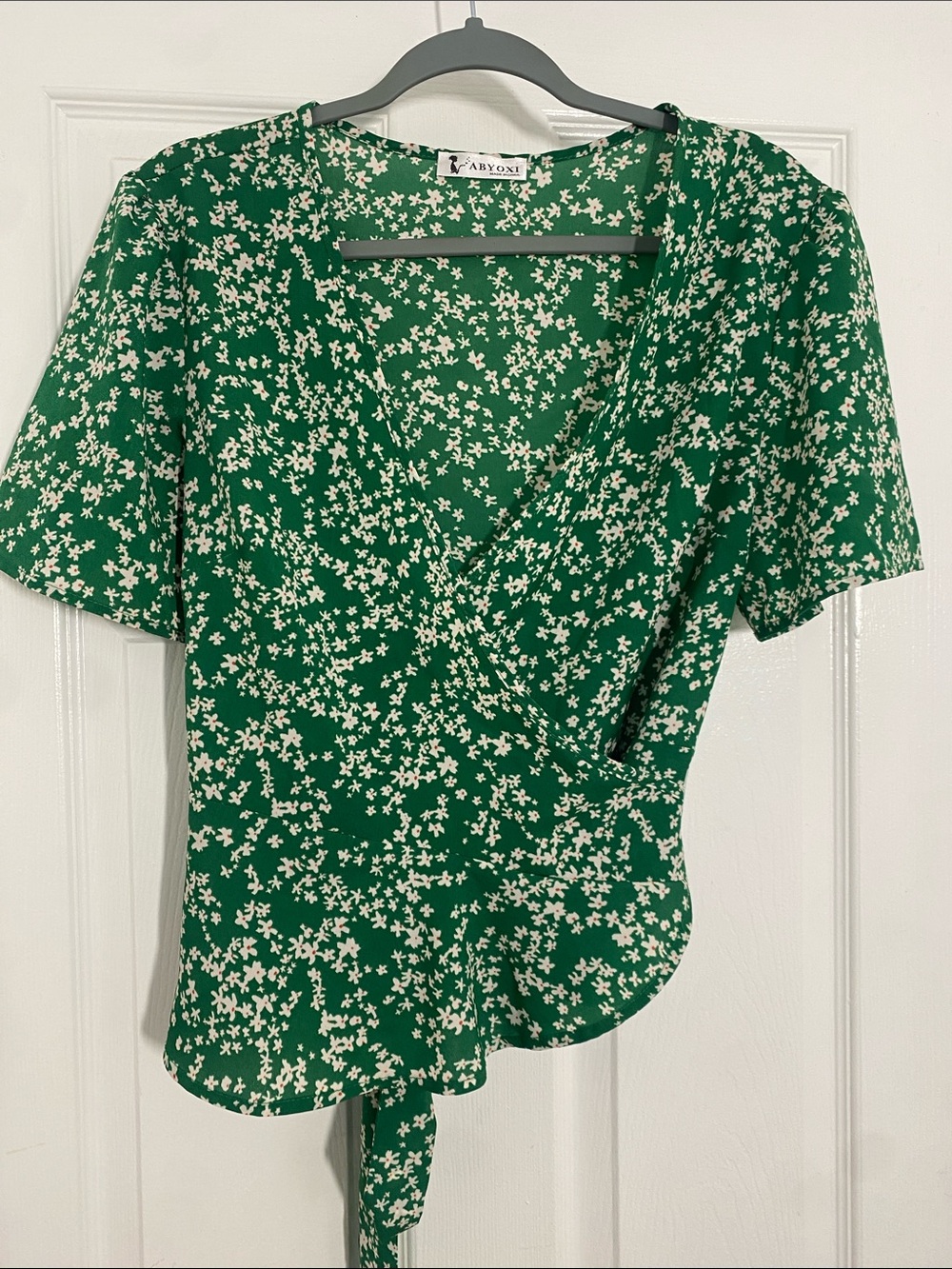 ABYOXI Green Floral Wrap Top